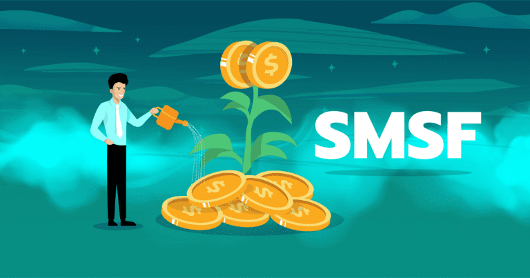 A man is watering a flowering plant with a dollar coin with the letters "SMSF" next to it. Trust our SMSF accountants in Sydney to help you manage your self-managed superannuation fund and make the most of your investments.