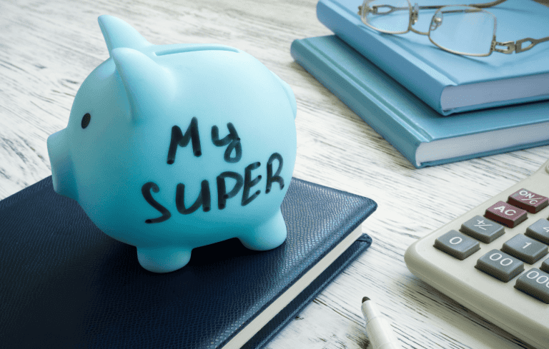 Blue piggy bank with my super