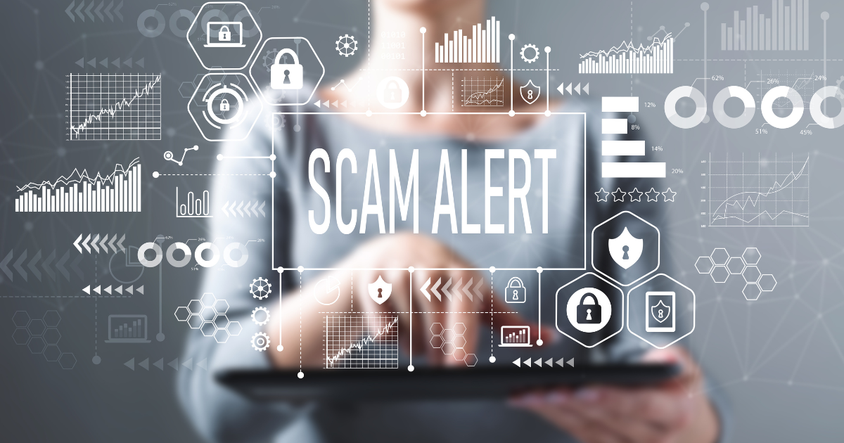 A woman holding a pad with digitalized scam alert symbols and privacy prompts in front of her. Trust our accounting firm in Sydney to help you safeguard your financial information from potential scams and security breaches.
